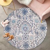 VIKAMA Alfombra Redonda De Cristal Pile Estilo Étnico Vintage Lavable Resistente Al Polvo Non-slip Para Hotel Habitación Dormitorio Sala De Estar - details 5