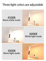 Lámpara De Mesa LED Plegable Con Protección Ocular Para Lectura 3 Colores Regulables Sin Salto Tiempo Fecha Temperatura Carga USB Luz Nocturna Táctil - details 6