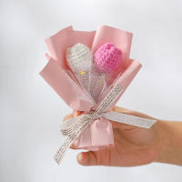 Mini Bouquet De Flores Artificiales Hacer Knit En Punto Girasol Tulipán Para Bodas Día De San Valentín Regalos De Cumpleaños Decoración Del Hogar - details 8