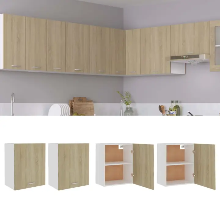 vidaXL Armarios colgantes 2 uds “Lyon” madera contrachapada gris en color Gris hormigón/Negro/Blanco y más | diseño vintage industrial ideal para cocina salón comedor - 1