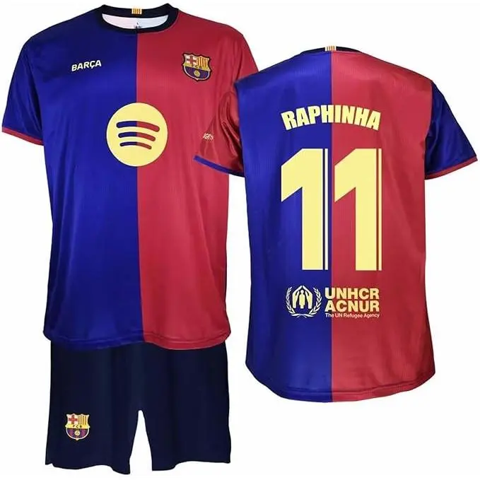 Conjunto Barca Raphinha Bleu Grana 1 Equapacion 24/25 Roger's Productos Oficial Con Licencia Para Niños - 1
