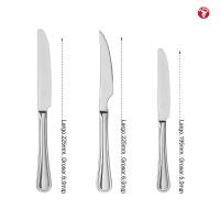 Mr.Spoon Serie Raya Cuchillos 12, 48 o 120 piezas,Acero inoxidable 13/0,Plateado,Económico y funcional,Cuchillo de carne y mesa largo 225mm,cuchillo de fruta 195mm,Mango monobloque,Apto para lavavajillas,Empaque ecológico,Ideal para casa,hotel,restaurante - details 0