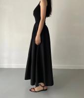 Nuevo Vestido Largo Elegante Y Sencillo Para Mujer En Color Negro Con Cuello Redondo Y Cintura Alta Estilo Moda Casual De Verano Sin Mangas - details 4