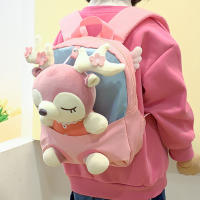 Mochila De Peluche Cartoon Para Niñas 2025 Con Diseño De Ciervo Kawaii En Purple/Pink Ideal Para Viajes Al Aire Libre Y Escuela Regalos Para Niñas - details 0