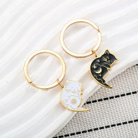 Llavero Creativo De Gato Con Sol Y Luna En Blanco Y Negro Para Parejas Amantes Regalo De San Valentín Llavero De Acero Inoxidable Para Mujeres Hombres Niños - details 2