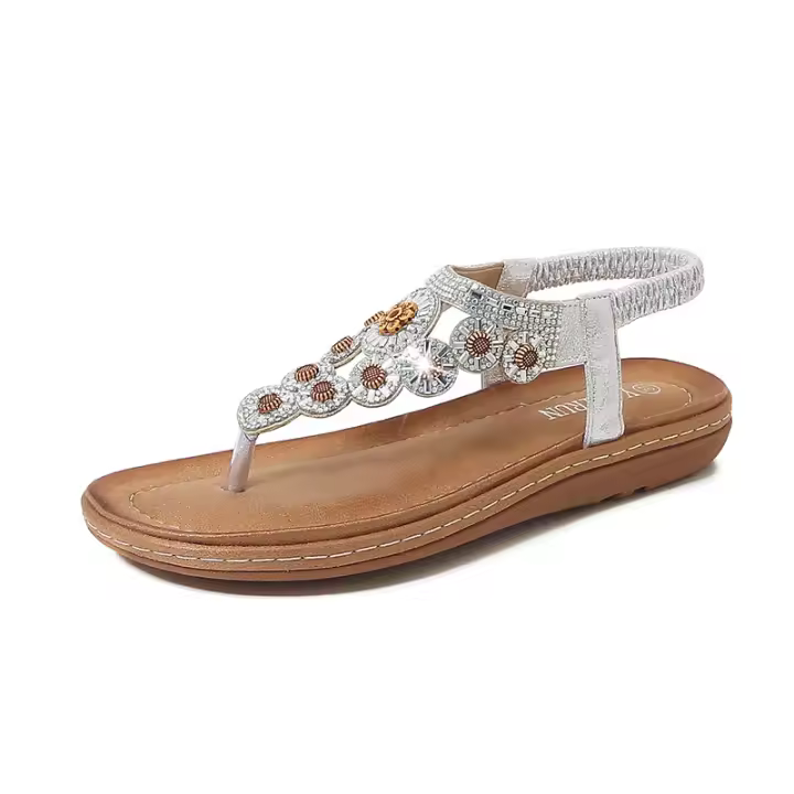 CA Zapatos de mujer de punta redonda, versión ancha, huecos, de fondo plano y estilo diamante, cómodos, para pleno verano A866 - 1