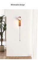 Lámpara De Pared De Estilo Japonés Con Interruptor De Tiraje Luz LED Rotable Madera Nogal Suave Para Dormitorio Y Sala - details 2