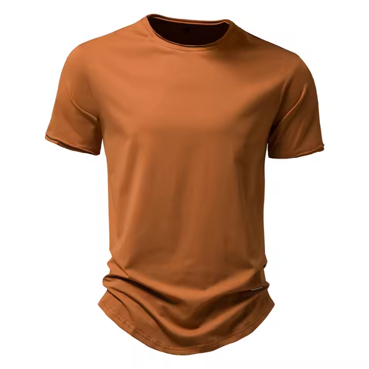 Novedad de verano, camiseta de manga corta de color liso para hombre, talla europea, tops informales, camiseta de algodón con cuello redondo - 1