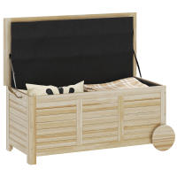Outsunny Baúl de Almacenaje Exterior 185L Arcón de Jardín de Madera Impermeable con Tapa Abrible 2 Ruedas Cuerdas de Lino Bisagras Metálicas y Forro Interno 110x50x50 cm Natural - details 0