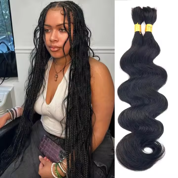 Cuerpo Onda 100% Cabello Humano En Lote Sin Costuras Cabello Brasileño Virgen Negra Natural Para Trecear Desenrollado Remy Origin China - 1