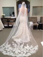 Velo De Novia Bordado Con Borde De Encaje Lace Un Solo Capa 3m Con Cepillo Para Mujeres Vestimenta De Boda VINOPROM - details 1