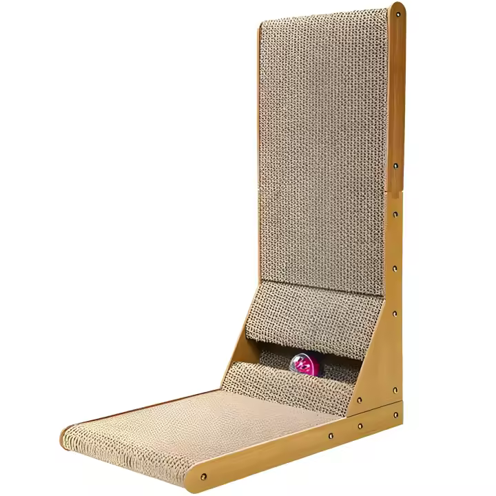 PURLOV Rascador para gatos de madera con sisal resistente, diseño vertical y base amplia, ideal para afilar uñas y proteger muebles, incluye juguete interactivo, 60 cm de altura, apto para gatos de todas las edades y tamaños - 1