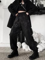 Pantalones Rectos Y Sueltos Para Mujer Estilo Retro Harajuku Con Estampado De Dragón Alta Cintura Goth Emo Alt Dark Grunge Talla S M L Color Negro - details 1
