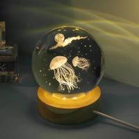 Lámpara De Noche Cristal Galaxia Planetaria Luz Brillante Decoración Para El Hogar Regalo De Navidad Luz De Mesa LED Redonda - details 11