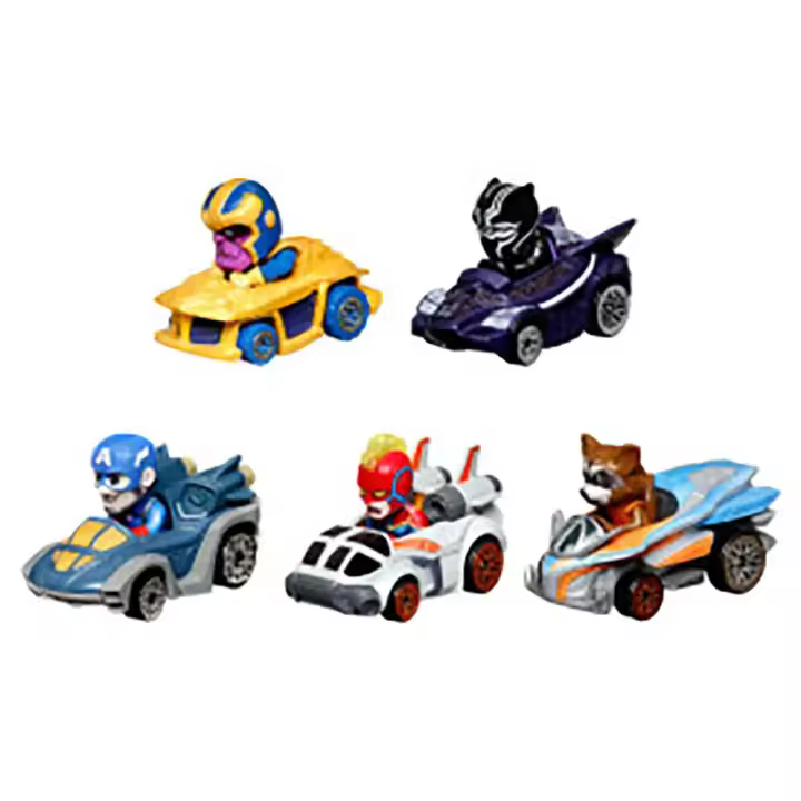 Hot Wheels Conjunto De Cinco Coches Metálicos Con Personajes De Marvel Como Pilotos - 1