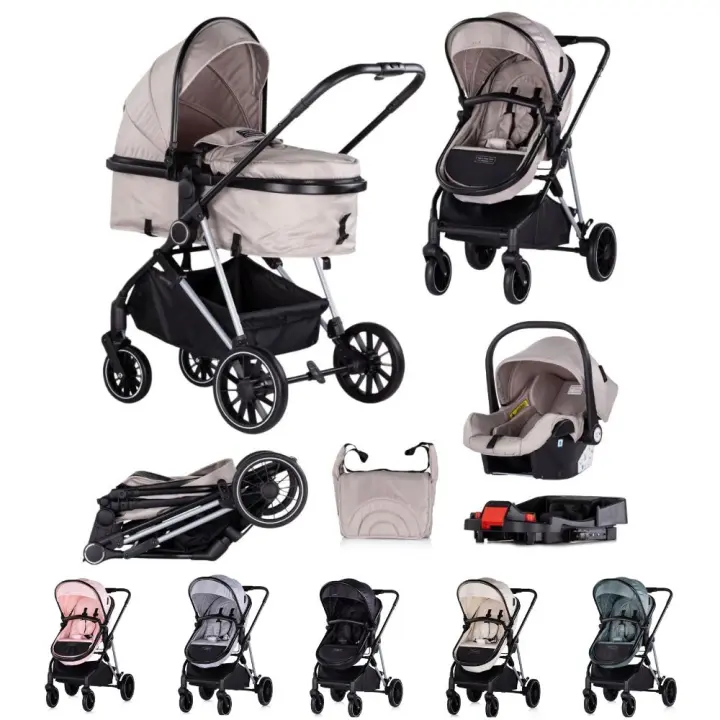 CHIPOLINO Carrito de bebé trío convertible AURA con base Isofix de Chipolino – hasta 22 kg - 1