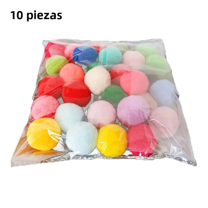 Juguetes Para Gatos De Entrenamiento Creativos Mini Pompas Juegos De Extensión Bola De Peluche Accesorios Para Mascotas Tamaño 10/20/30PCS - 1