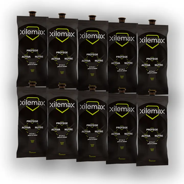 PACK x10 Tratamiento Abono para todo tipo de Árboles y Palmeras | Inyección Endoterapia con Abono 100% COMPLETO (Listo para Usar) | INCLUYE CONECTOR | Nutre, protege y activa sistema inmune - Xilemax - 1