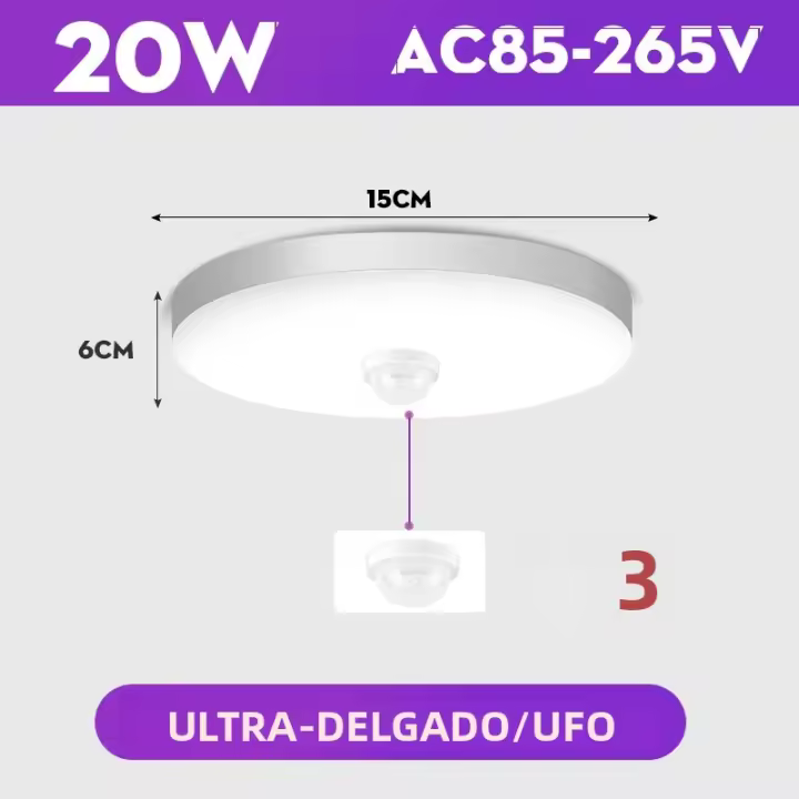 Lámpara De Techo LED Moderna Con Sensor De Movimiento 20W 30W 40W 110V 220V Luz Inteligente Para Sala De Estar Instalación Suelta Material PC Y PVC - 1