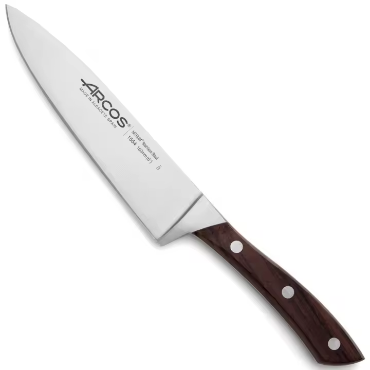 ARCOS Natura - Cuchillo de Chef (160 mm) - Hoja de Acero Inoxidable Forjado Nitrum® - Mango de Madera de Palisandro - 1