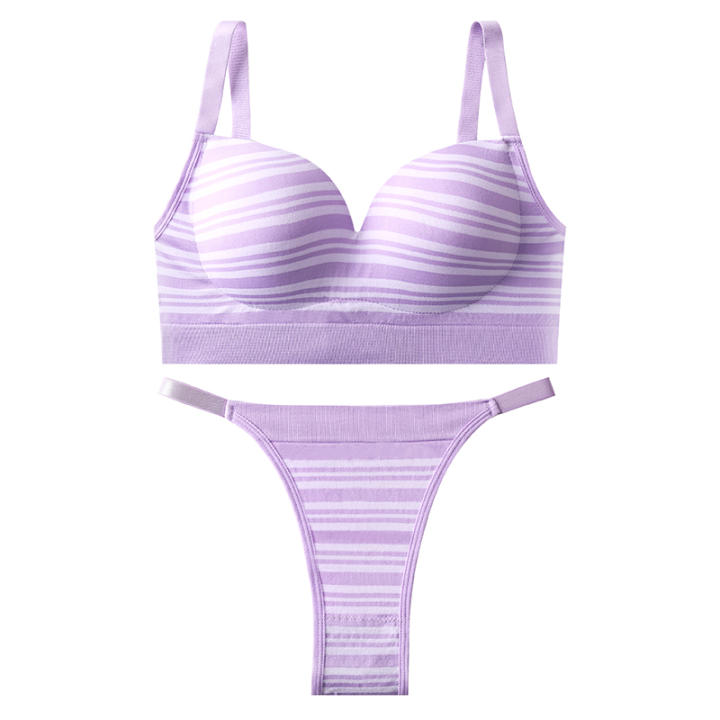 Conjunto de lencería sexy para mujer con sujetador deportivo y bragas en Tanga sin costuras, ropa interior Fiess, Top de soporte inalámbrico, Tanga femenina