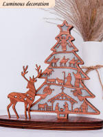3pcs Adornos Navideños En Forma De Árbol De Navidad Luminoso Escena De La Natividad De Madera Con Ovejas Y Corderos Decoración De Fiesta - details 0