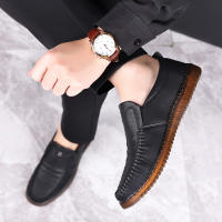 Zapatos Casuales Para Hombre De Cuero De Alta Calidad Mano Lazos Cómodos Transpirables Para Caminar Loafers Slip-on Para Conducir - details 18