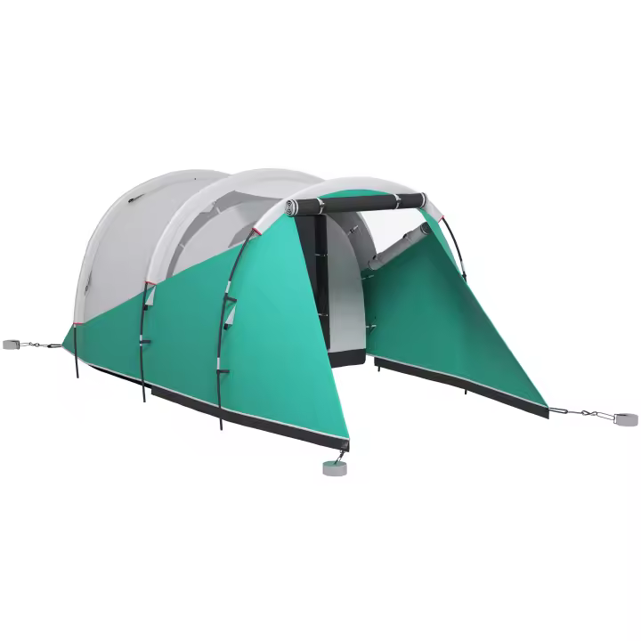 Outsunny Tienda Túnel, Tienda de Campaña para 5 Personas, Tienda Familiar con 2 Habitaciones, Bolsa de Transporte, Tienda de Campaña para Grupos Repelente al Agua de 3000 mm, para Jardín, Camping, Verde - 1