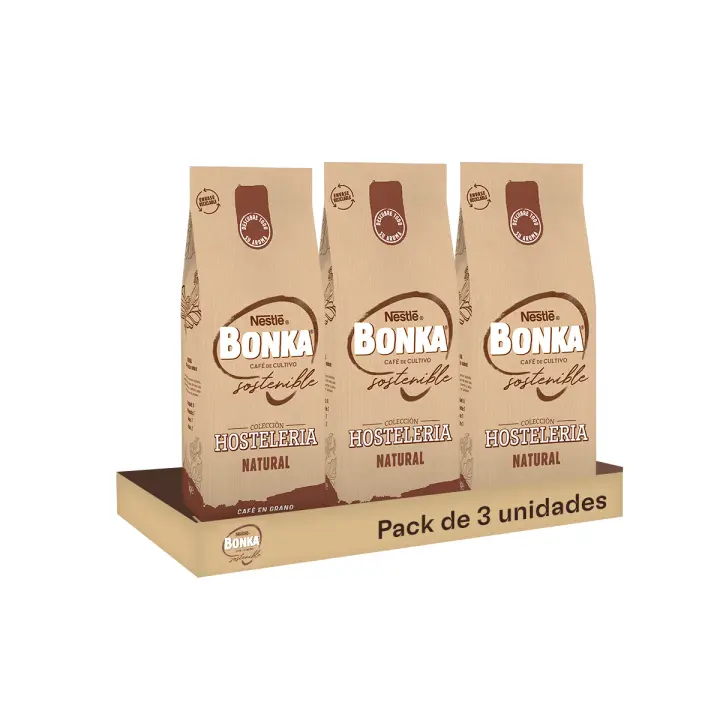 Bonka Café en Grano Natural - 1kg  Granos Seleccionados para un Café Natural y Intenso - Pack de 3 Unidades - 1