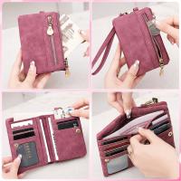 Monedero Mujer Pequeño Cartera de Mujer 100% Cuero Vegano Billetera Short with Bolsillo de Cremallera para Monedas' (Rojo wine) - details 1