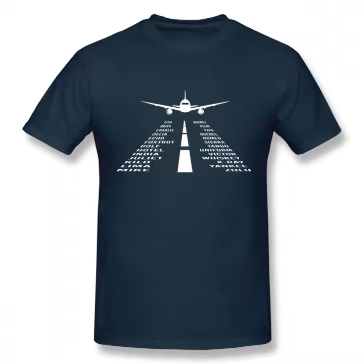 Camiseta De Alfabeto Fonético De Avión Novedosa Para Pilotos Moda Masculina Verano Algodón Orgánico High Street Camiseta - 1