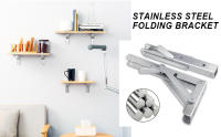 2pc Soportes De Estante Plegables De Acero Inoxidable Resistentes Y Collapsible Para Garage Estación De Trabajo Espaciosa Y Montada En La Pared - details 0