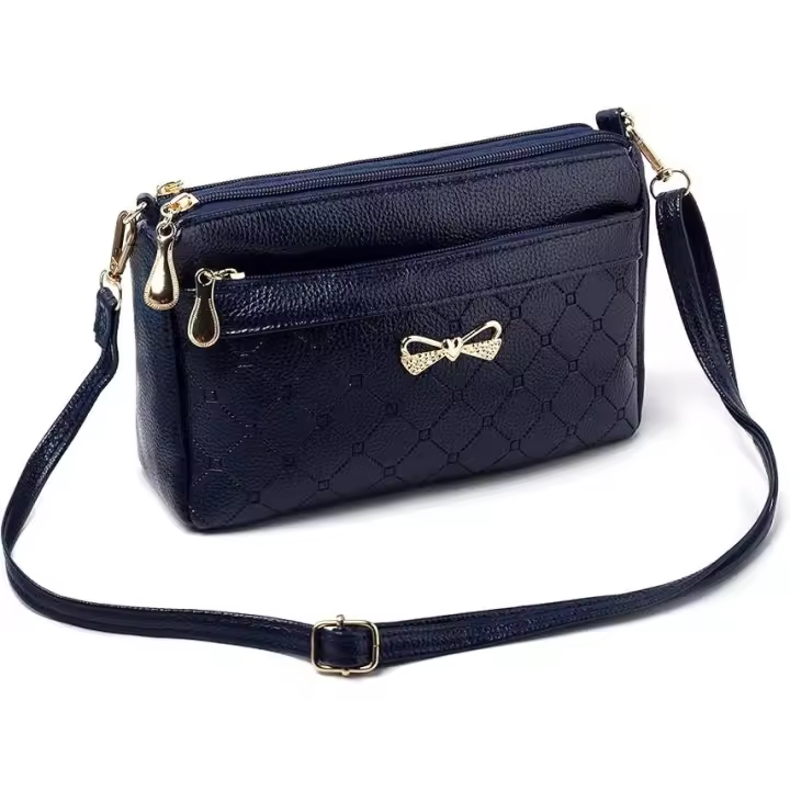Bolsos de Mano para Mujer, bandoleras pequeñas cuadradas de Piel intética, bandoleras para Mujer, Elegantes bolsos con decoración de Mariposas (Azul) - 1