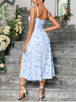 Vestido Midi De Verano Con Estampado Floral NewAsia Para Mujer Cintura Ajustable Con Tirantes Deslizables Y Abertura En El Lado Casual Para Fiestas Y Playa - details 15