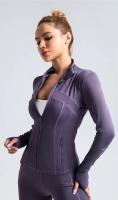 MOV-Chaqueta de fitness empalmada, Bolso elástico transpirable, chaqueta de yoga Deportiva para Corver y Cycling,Chaqueta de ropa de yoga deportiva de carrera, manga larga con cuello alto delgado, ropa de gimnasia deportiva - details 5