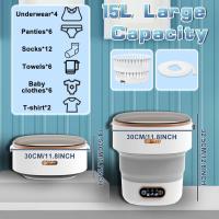 Mini lavadora portátil de 15L, lavadora plegable de 22W con centrifugado, funcionamiento silencioso, con función de secado, adecuada para viajes, apartamento, ropa de bebé, calcetines, etc, Caqui - details 0