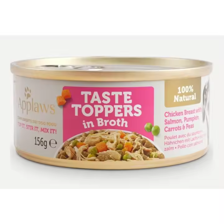 Applaws Lata Topper Perros Pollo, Salmón y Verduras en Caldo  Comida húmeda en lata para perros - 1