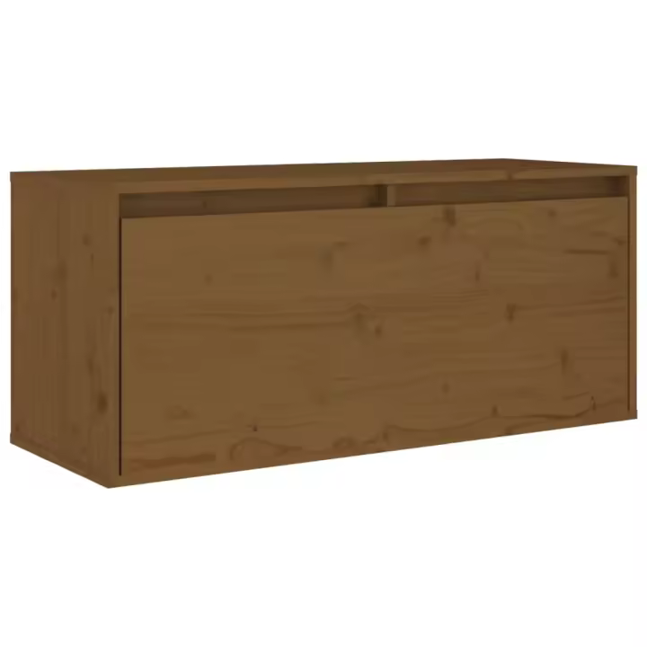 vidaXL Armario de pared de madera maciza de pino 80x30x35 cm Marrón, Blanco, Gris Mueble Almacenaje Estantería para Oficina, Estudio, Dormitorio Estantería/Librería/ mueble de Almacenamiento - 1