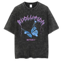 Camiseta Vintage Lavada Para Hombres Estilo Hip Hop Retro Punk Harajuku Y2k Algodón Manga Corta Casual Top De Verano - details 1
