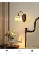 Lámpara De Pared Minimalista Nórdica Luz De Dormitorio Lámpara Retro Estadounidense Para Sala De Estar Pasillo Material De Madera Sólida Y Vidrio Transparente - details 17
