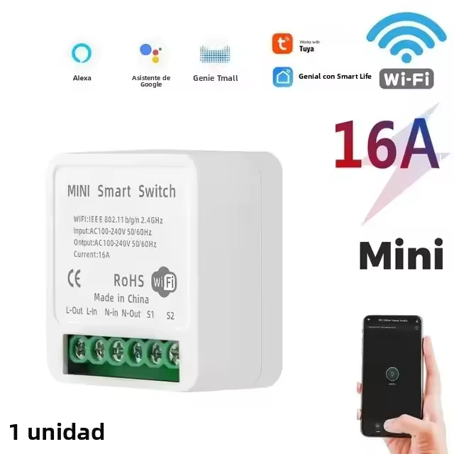 Interruptor Inteligente Wifi Mini 2 Modos Control Tuya 16A DIY Alexa Yandex Alice Google Home APP Control De Voz Para El Hogar - 1