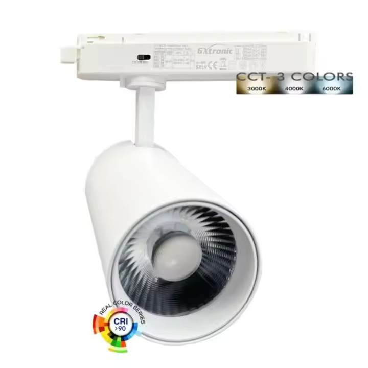 Foco LED 30W VAASA Blanco Carril Monofásico CRI +90 CCT - 1