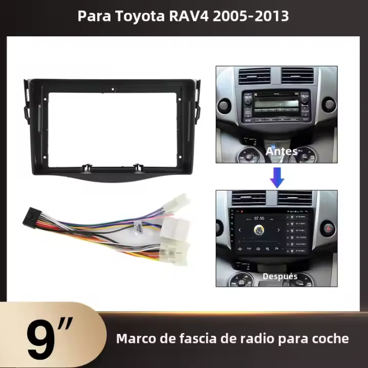 Marco De Fascia MEKEDE 2 Din Para Radio De Coche Para Toyota Rav4 2006-2012 Kit De Instalación Montaje En Panel Doble Herramienta Necesaria No Incluida - 1