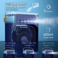 Ventilador portátil de aire acondicionado, enfriador de aire alimentado por USB, humidificador, 7 LED, pequeño con 3 velocidades, ventilador de refrigeración ultrasilencioso para familia, viajes, - details 3