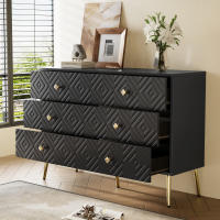 Modern Dormitory de 6 Bolsos-120x40x80cm-Elegant Negro with gold-Pates de metal para la estabilidad - Ideal para dormitorios y salones - details 2