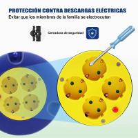 WAOW-Extensión de Cable con base de alimentación de bobina enrollable de 5 10 15 20 25 m y 4 Base. - details 3