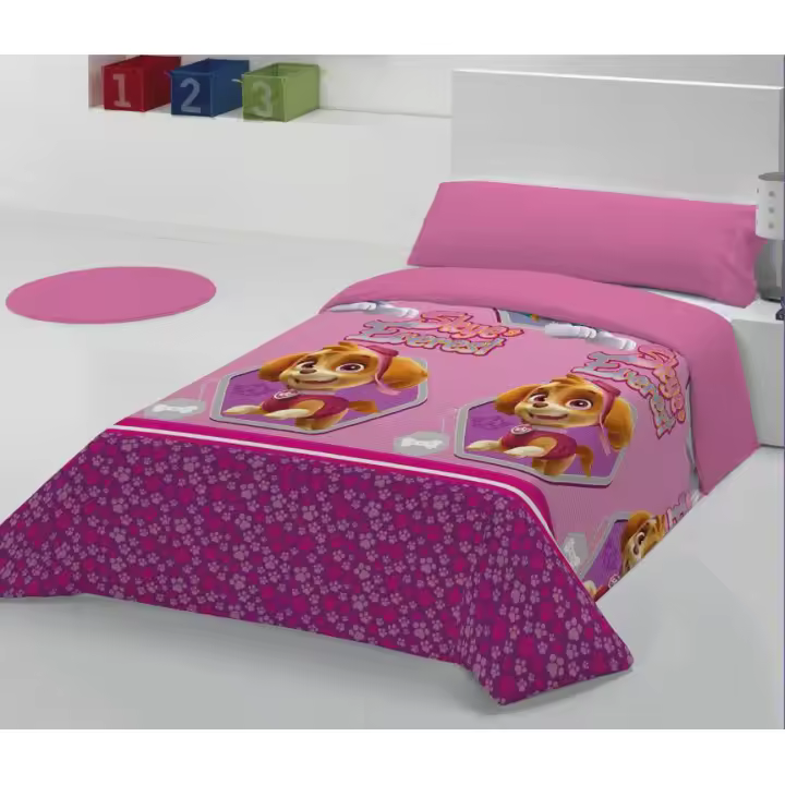 Bimba Pimba Funda nórdica patrulla canina rosa cama 90cm 2 piezas, 100% algodón - 1