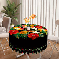 Mantel Redondo Impermeable Con Plantas Florales 63 Pulgadas Cubierta De Comedor Multifuncional Estilo Moderno Solterano - details 7