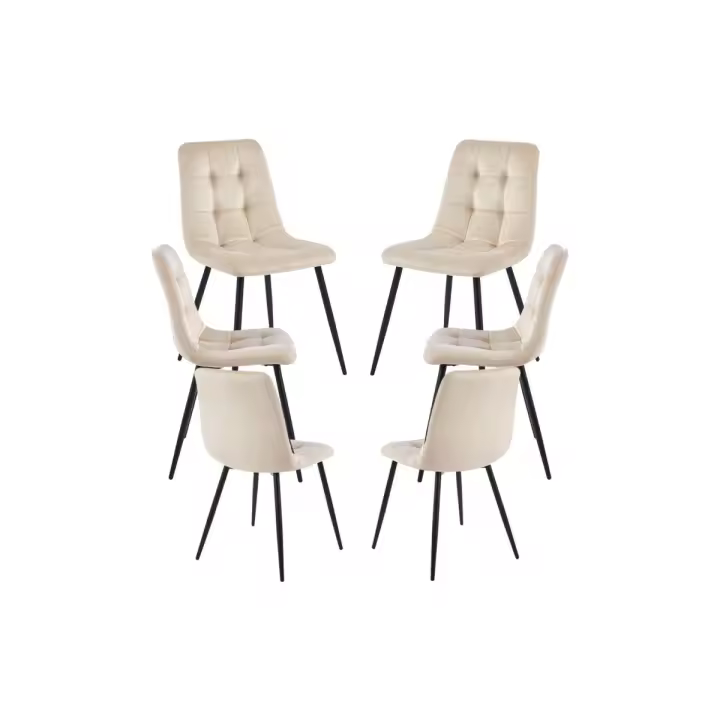 Pack 6 Sillas Stuhl Terciopelo - Beige - 1