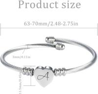 Pulsera with cable de Maple inoxidable 316L, inicial pulsera, Letra A para Mujer, niña, color Plisado, with Inicial de Nombre - details 0